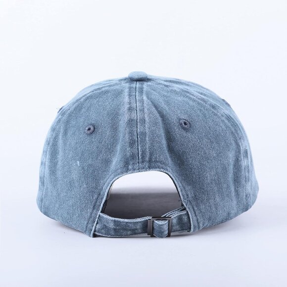 Unisex Washed-denim Blue Baseball Cap Cotton Fits Washed Denim Adjustable Hat - Picture 3 of 7